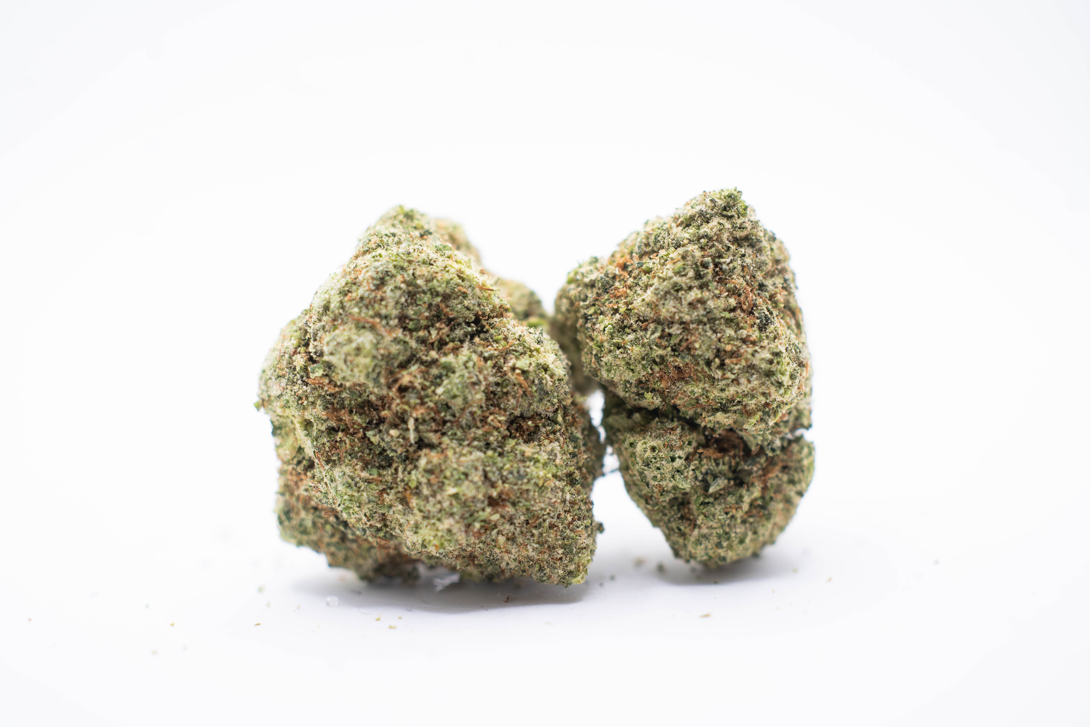 Two light green nugs of weed with lots of keif